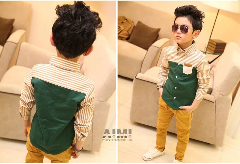 Diptych showing the shirt back yoke and front fit with hands in pockets