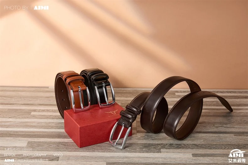 Men's Belt flat-lay photography