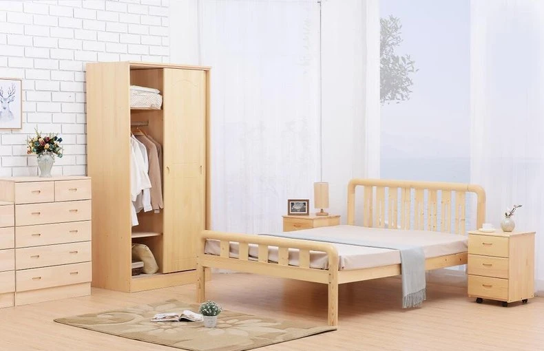 Solid wood bed real photography simple style Guangzhou Furniture Photography Company room-set styled photography