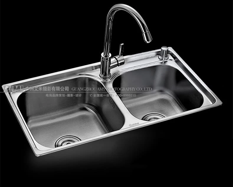 Stainless steel faucet real scene shooting Real scene display shooting lifestyle scene photography