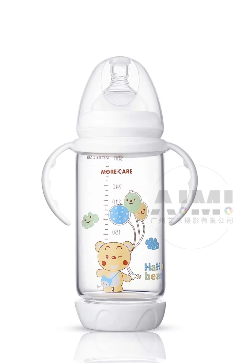 High-end brand milk bottle shooting HD effect picture Details perfect display white background photography