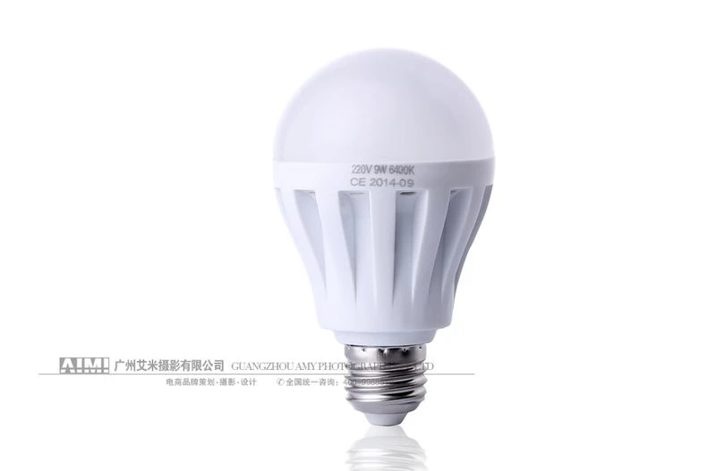 Blue orange red and green LED bulbs diagonal on white - colored LED bulb photography