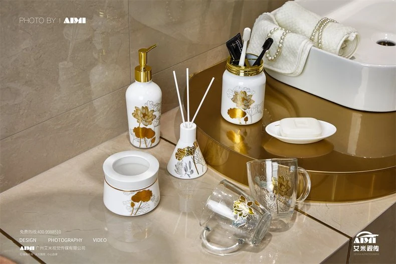 Bathroom Accessories white background photography
